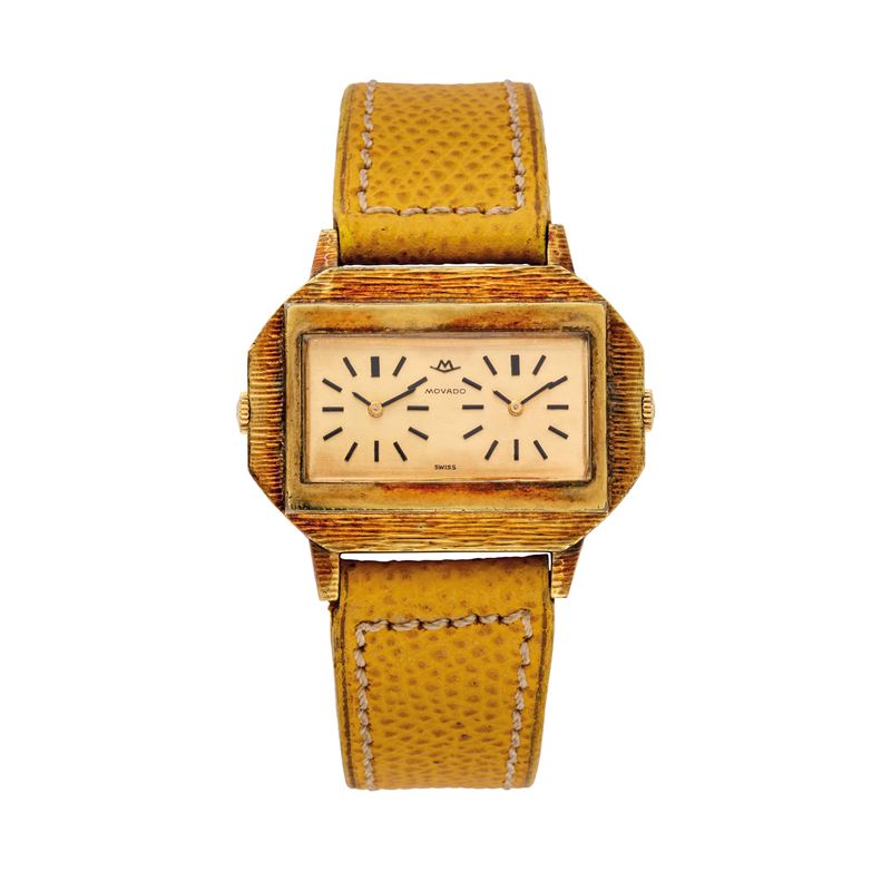 MOVADO - DUAL TIMEOROLOGIO A CARICA MANUALE CON DOPPIO FUSO ORARIO, CASSA PLACCATA CON LAVORAZION...