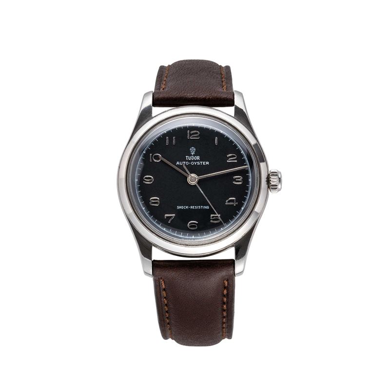 TUDOR - AUTO OYSTEROROLOGIO A CARICA AUTOMATICA A MARTELLETTO IN ACCIAIO CON QUADRANTE NERO.