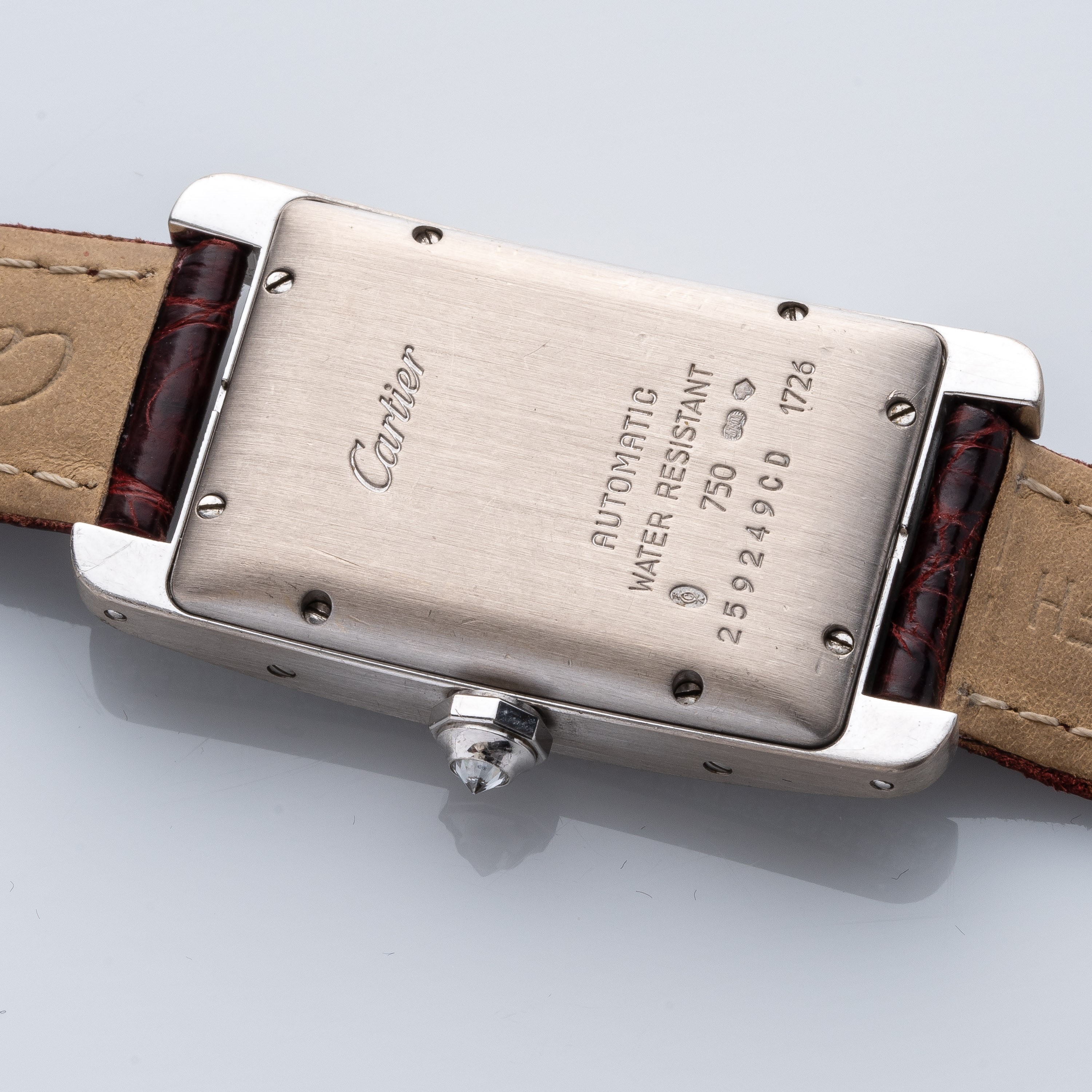 CARTIER - AMERICAINE OROLOGIO SOLO TEMPO A CARICA AUTOMATICA IN ORO BIANCO 18KT CON GHIERA IN DIA...