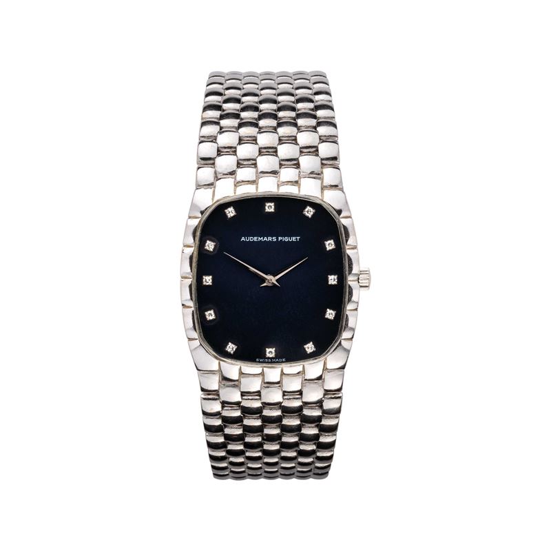 AUDEMARS PIGUET - COBRAOROLOGIO A CARICA MANUALE IN ORO BIANCO 18KT E BRACCIALE INTEGRATO, QUADRA...