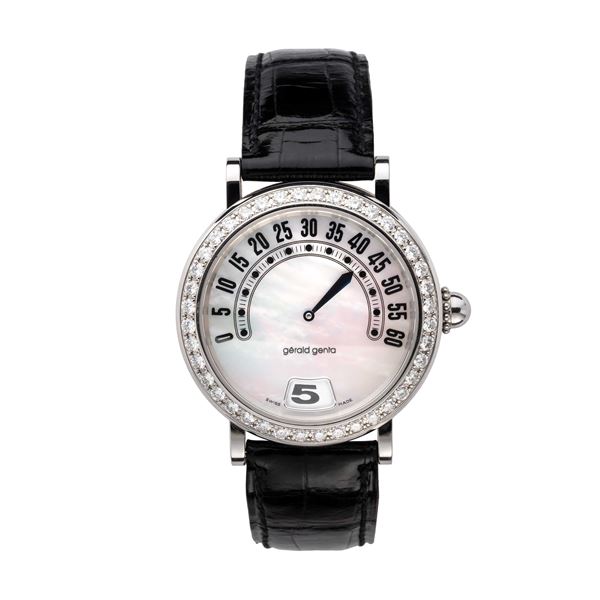 GERALD GENTA - RETROGRADO OROLOGIO IN ACCIAIO A CARICA AUTOMATICA RETROGRADO CON QUADRANTE MADREPERLA  [..]