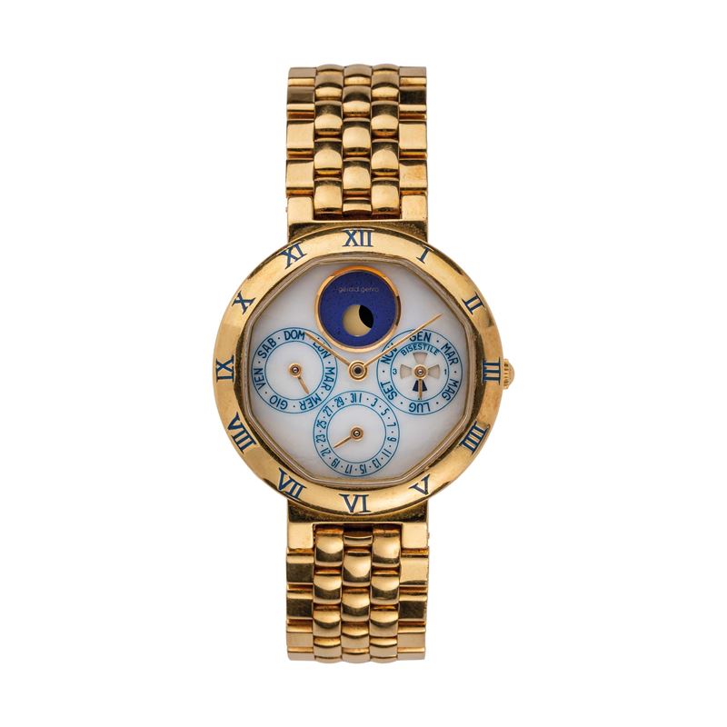GERALD GENTA - CALENDARIO PERPETUOOROLOGIO A CARICA AUTOMATICA IN ORO GIALLO 18KT CON QUADRANTE I...
