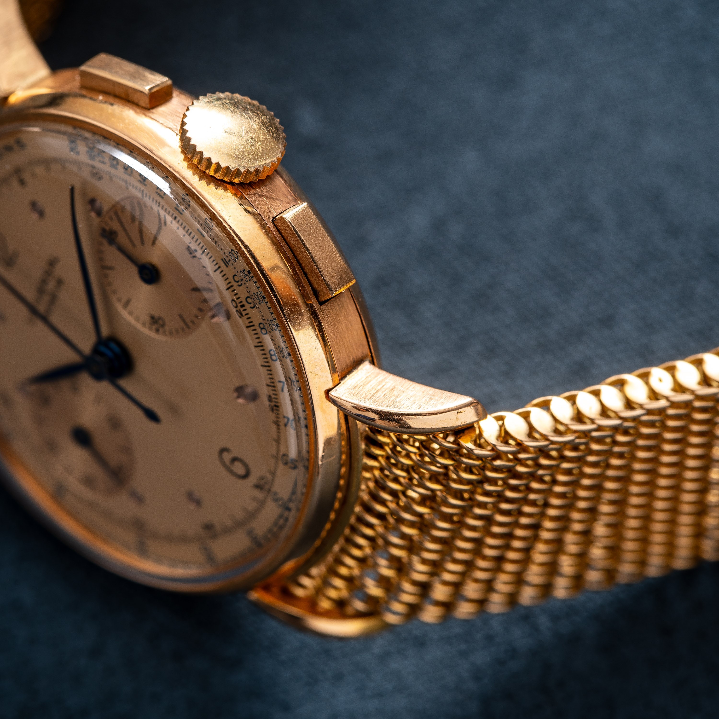 UNIVERSAL GENEVE - CRONOGRAFO PULSOMETRICOOROLOGIO A CARICA MANUALE IN ORO ROSA 18KT CON ANSE DI ...