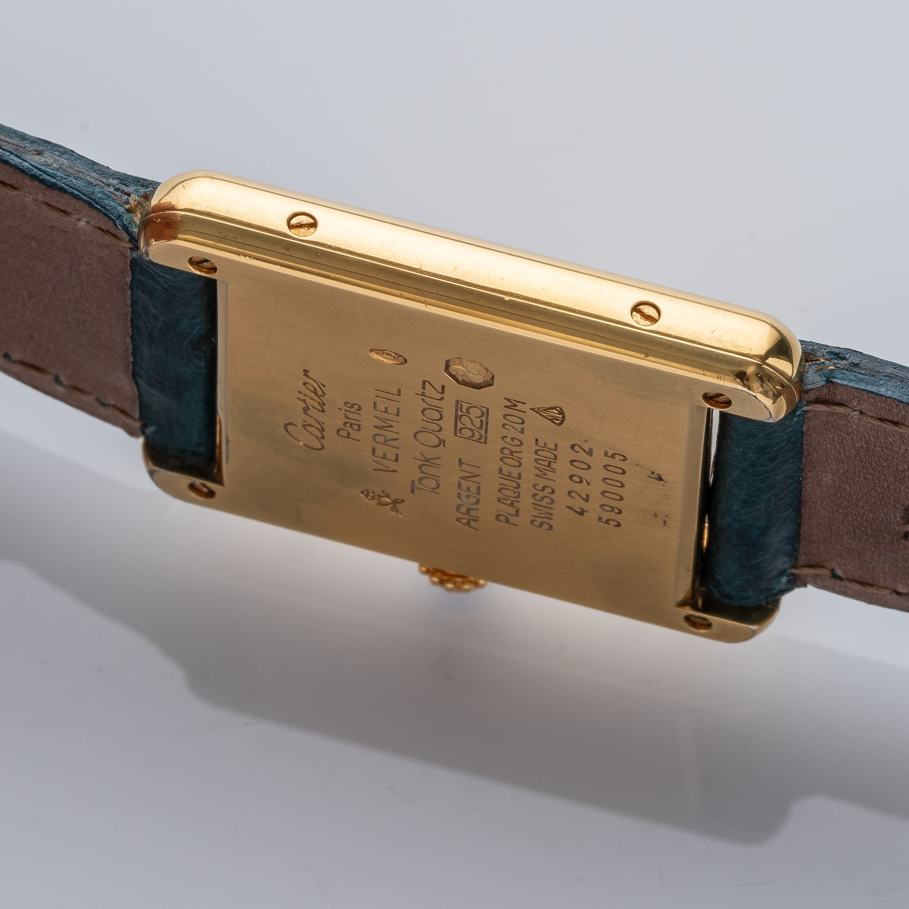 CARTIER - MUST DEOROLOGIO SOLOTEMPO IN ARGENTO PLACCATO ORO AL QUARZO, QUADRANTE TRE ORI.