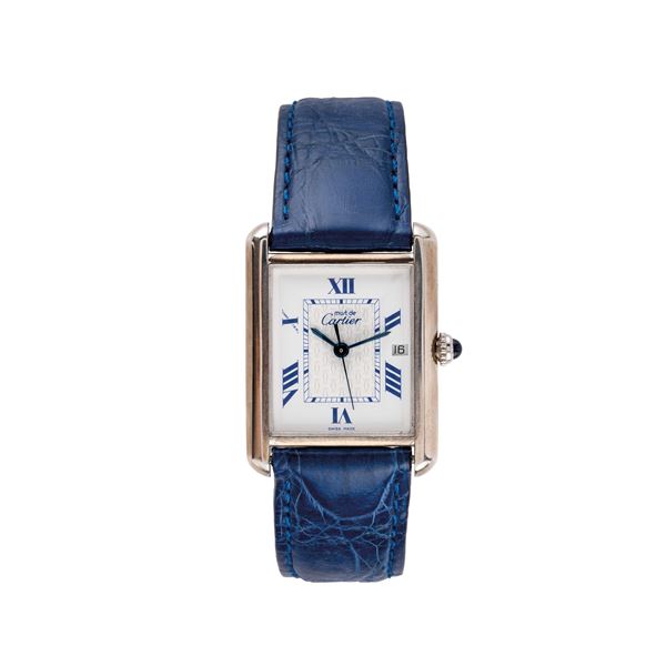 CARTIER : CARTIER - MUST DE OROLOGIO SOLO TEMPO IN ARGENTO AL QUARZO, DATARIO AD ORE TRE, QUADRANTE BIANCO.  - Asta THE ONE For passionate only - Spangaro & Co Aste