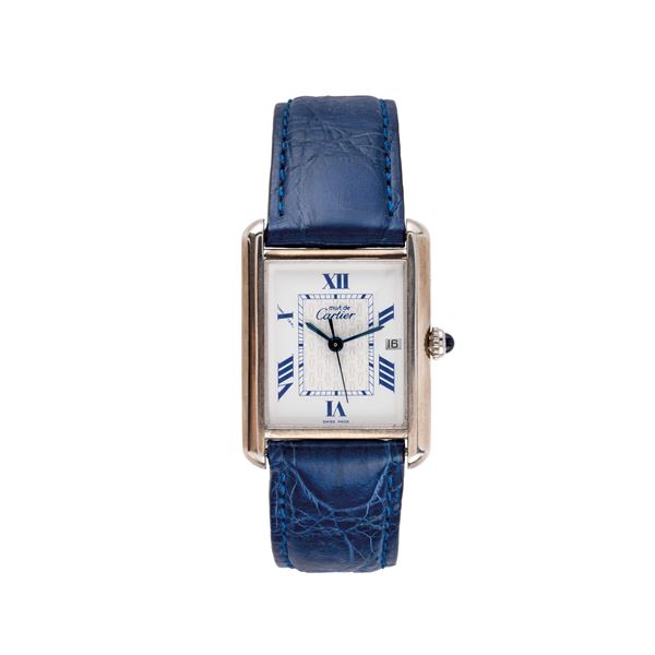CARTIER : CARTIER - MUST DE OROLOGIO SOLO TEMPO IN ARGENTO AL QUARZO, DATARIO AD ORE TRE, QUADRANTE BIANCO.  - Asta THE ONE For passionate only - Piccolo Oro di Spangaro & C.