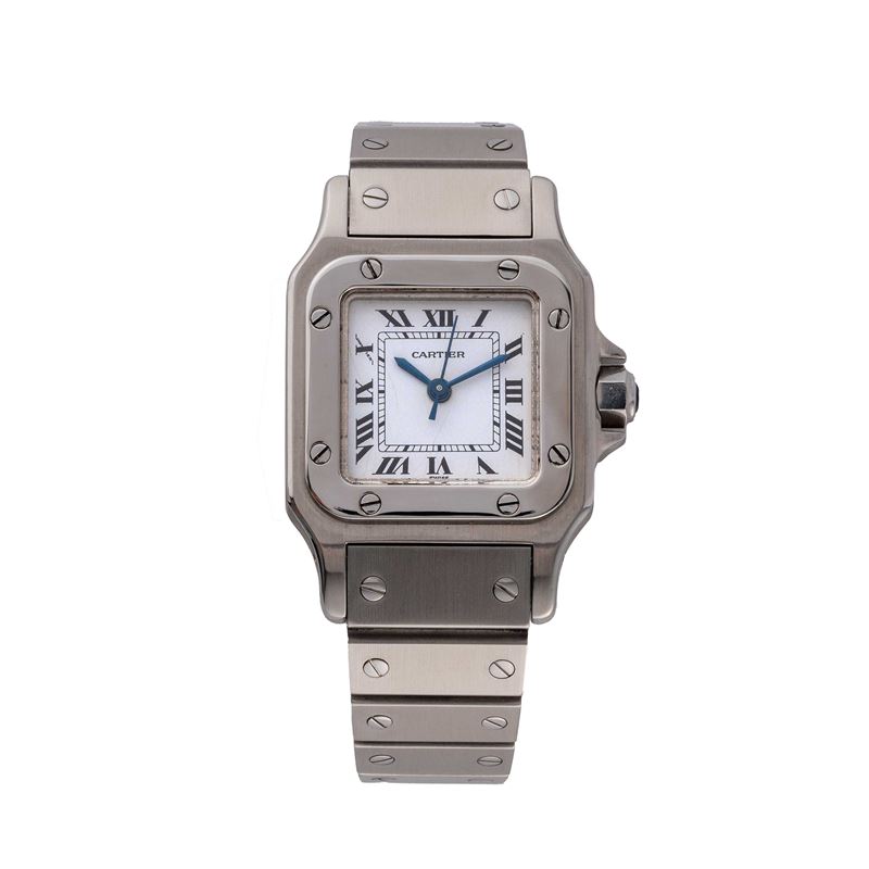CARTIER - SANTOS CARRE'EOROLOGIO DA DONNA A CARICA AUTOMATICA IN ACCIAIO CON QUADRANTE BIANCO, DA...