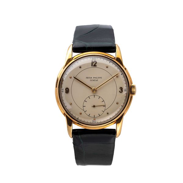 PATEK PHILIPPE - PATEK PHILIPPE - CALATRAVA OROLOGIO SOLO TEMPO A CARICA MANUALE IN ORO GIALLO 18KT CON PICCOLI SECONDI AD ORE SEI E INDICI ARABI APPLICATI.