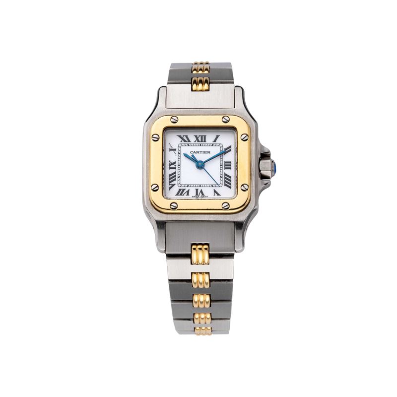 CARTIER - SANTOS LADYOROLOGIO AUTOMATICO ACCIAIO E ORO 18KT CON QUADRANTE BIANCO