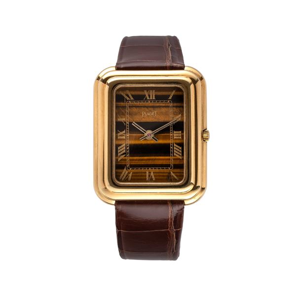 PIAGET - PIAGET - BETA 21 OROLOGIO AL QUARZO IN ORO GIALLO 18KT CON QUADRANTE IN PIETRA OCCHIO DI TIGRE.