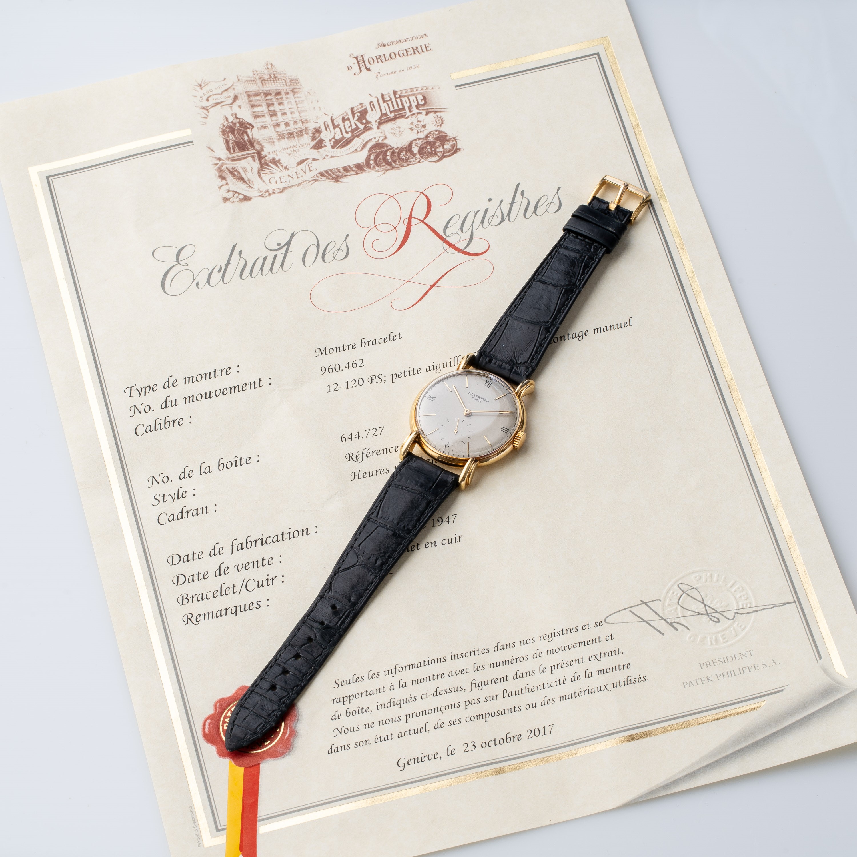 PATEK PHILIPPE - CALATRAVAOROLOGIO SOLO TEMPO A CARICA MANUALE IN ORO GIALLO 18KT CON ANSE A RAGN...