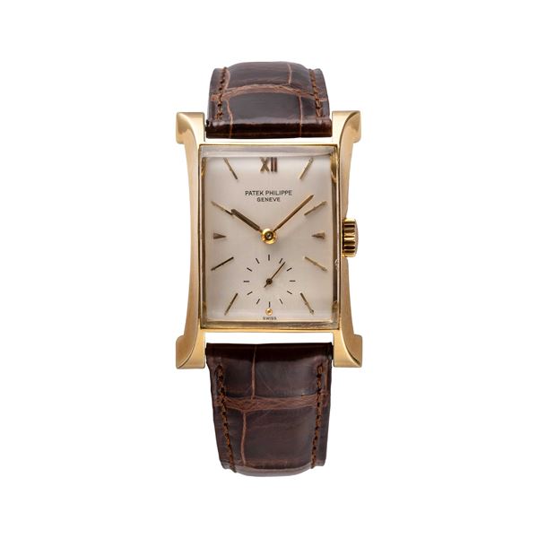 PATEK PHILIPPE - PATEK PHILIPPE - PAGODA OROLOGIO SOLO TEMPO A CARICA MANUALE IN ORO GIALLO 18KT CON CASSA DI FORMA E PICCOLI SECONDI AD ORE SEI.