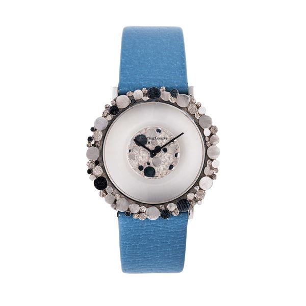 JAEGER LE COULTRE - JAEGER LE COULTRE - MISTERY OROLOGIO MISTERIOSO A CARICA MANUALE IN ORO BIANCO 18KT CON CASSA LAVORATA PEPITE D'ORO.