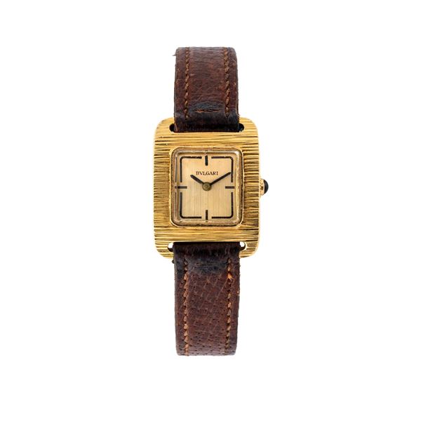 BVLGARI - BVLGARI - TANK OROLOGIO DA DONNA SOLO TEMPO A CARICA MANUALE CON CASSA CON LAVORAZIONE A CORTECCIA IN ORO GIALLO 18KT.