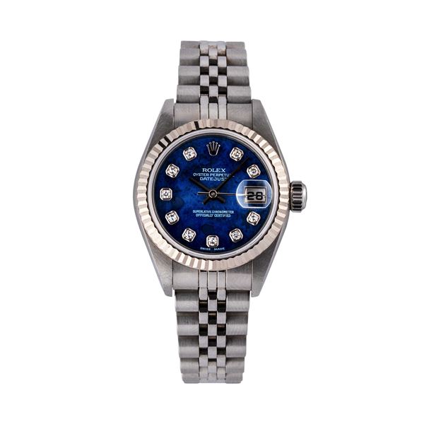 ROLEX - ROLEX - DATEJUST LADY OROLOGIO DA DONNA SOLO TEMPO A CARICA AUTOMATICA IN ACCIAIO  CON QUADRANTE SODALITE E DIAMANTI.