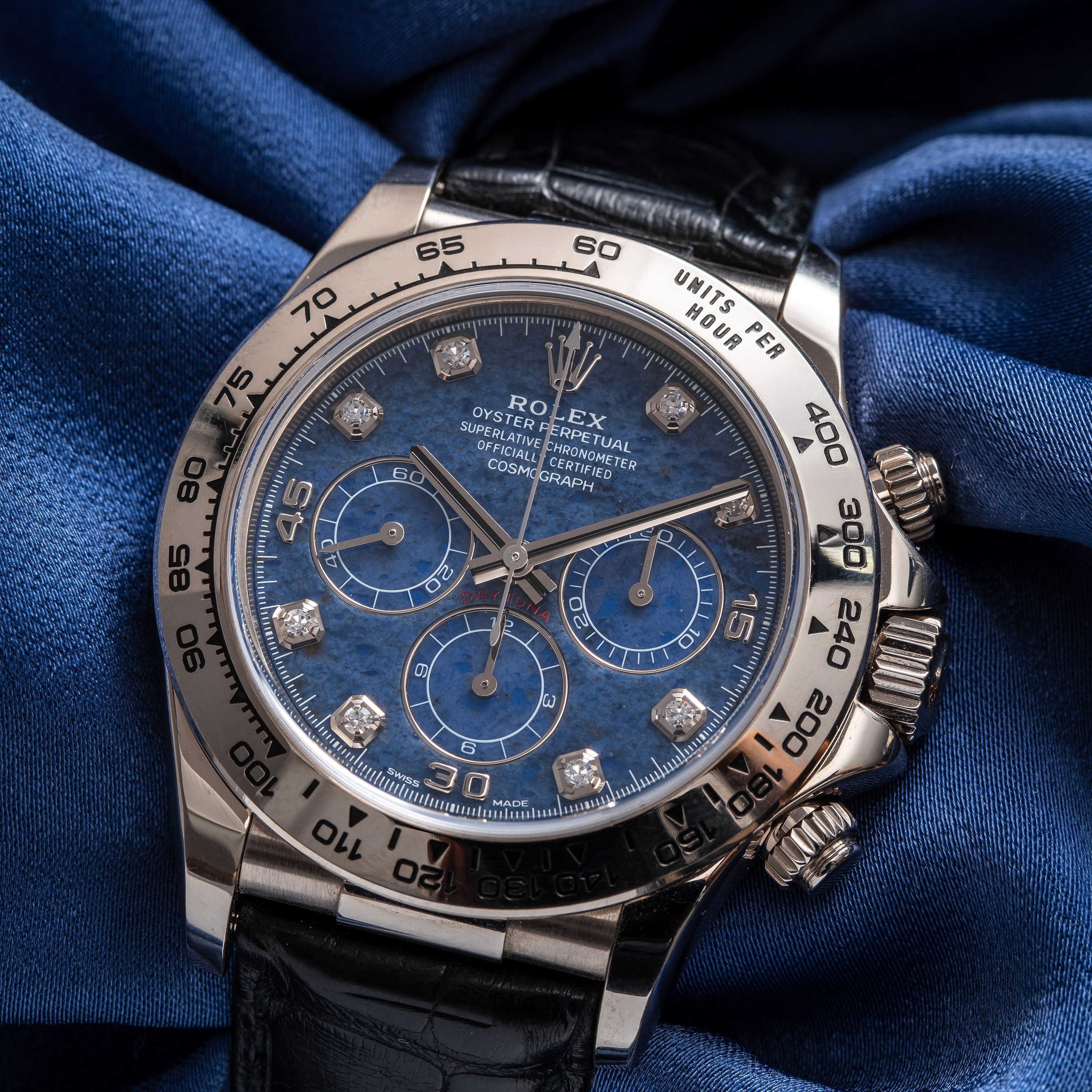 ROLEX - DAYTONACRONOGRAFO A CARICA AUTOMATICA IN ORO BIANCO 18KT CON QUADRANTE IN PIETRA SODALITE...