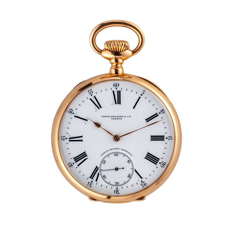 PATEK PHILIPPE - CRONOMETRO GONDOLOOROLOGIO DA TASCA A CARICA MANUALE IN ORO GIALLO 18KT E PICCOL...