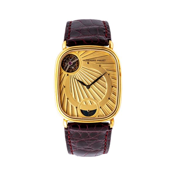 AUDEMARS PIGUET - AUDEMARS PIGUET - TOURBILLION AUTOMATIQUE OROLOGIO AUTOMATICO TOURBILLION IN ORO GIALLO 18KT CON CASSA A CUSCINO, SCATOLA E GARANZIA.