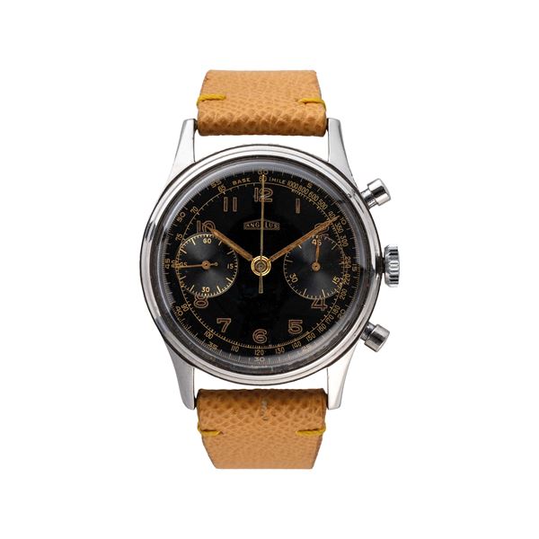 ANGELUS - ANGELUS - CHRONOGRAPH CRONOGRAFO SPORTIVO A CARICA MANUALE CON QUADRANTE GALVANICO A DUE CONTATORI E TASTI A POMPA.