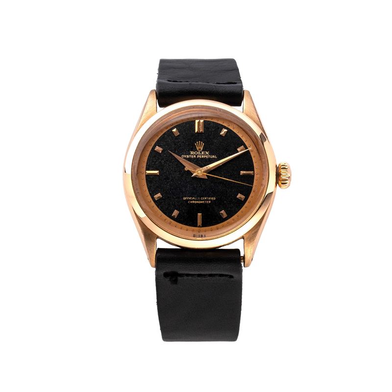 ROLEX - OYSTER PERPETUALOROLOGIO SOLO TEMPO A CARICA AUTOMATICA IN ORO ROSA 18KT CON QUADRANTE BI...