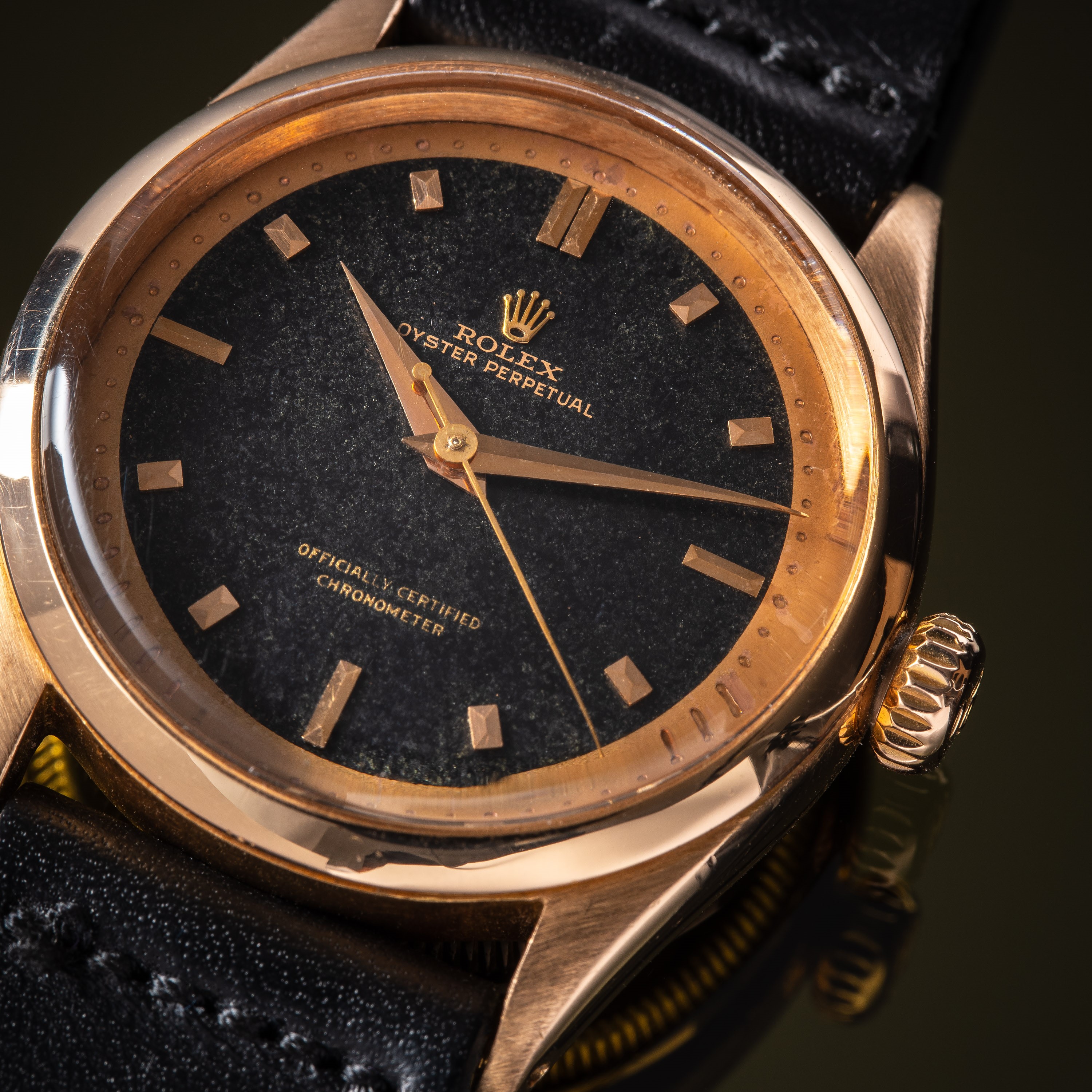 ROLEX - OYSTER PERPETUALOROLOGIO SOLO TEMPO A CARICA AUTOMATICA IN ORO ROSA 18KT CON QUADRANTE BI...