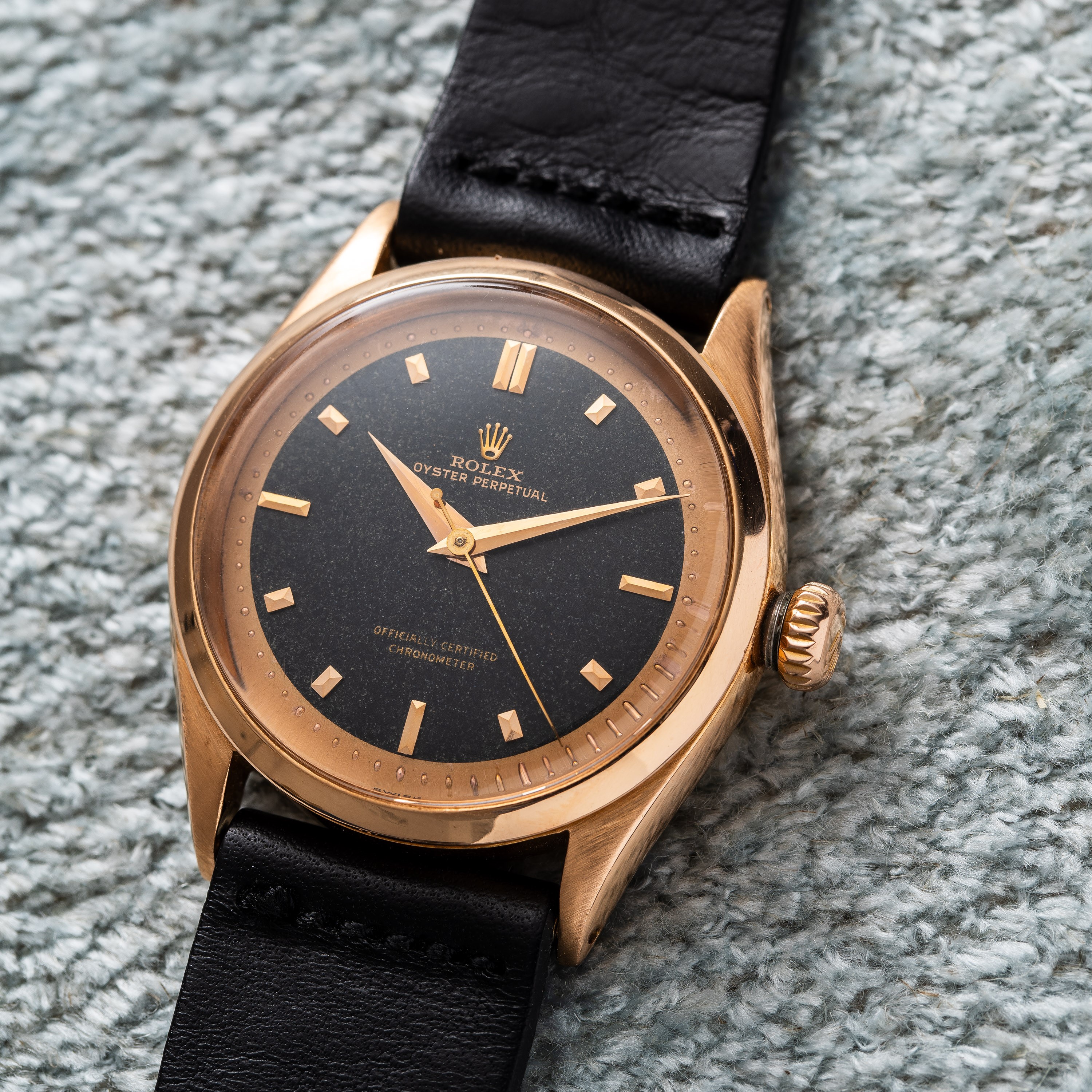 ROLEX - OYSTER PERPETUALOROLOGIO SOLO TEMPO A CARICA AUTOMATICA IN ORO ROSA 18KT CON QUADRANTE BI...