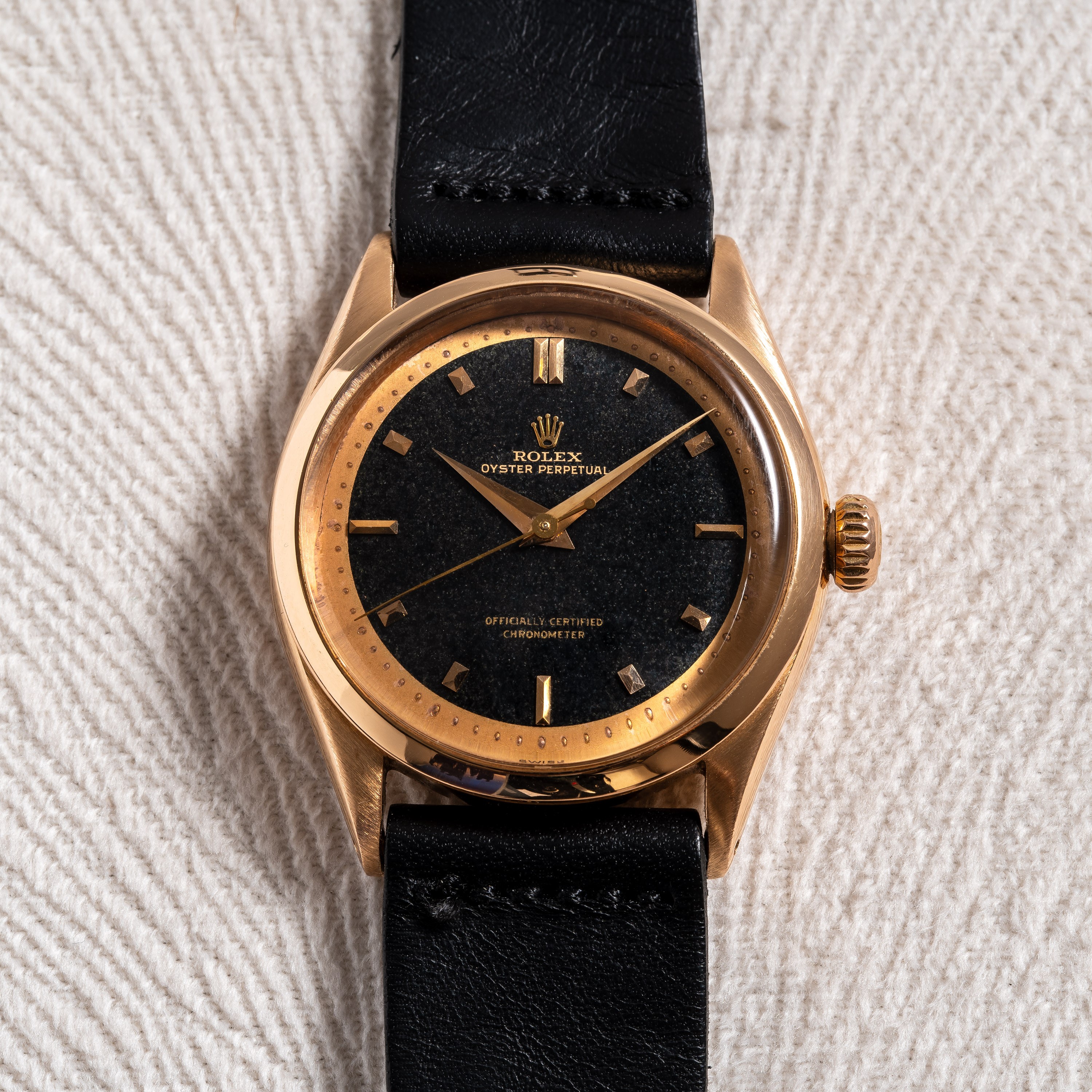 ROLEX - OYSTER PERPETUALOROLOGIO SOLO TEMPO A CARICA AUTOMATICA IN ORO ROSA 18KT CON QUADRANTE BI...