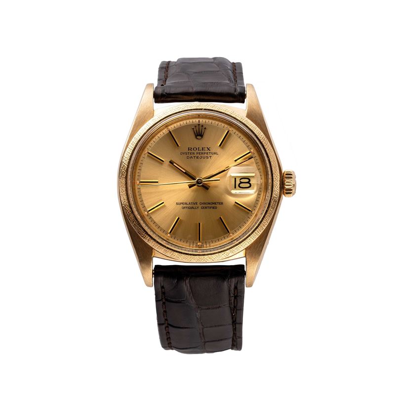 ROLEX - DATEJUSTOROLOGIO SOLO TEMPO IN ORO GIALLO 18KT CON DATARIO E LAVORAZIONE GHIERA 'MORELLI'