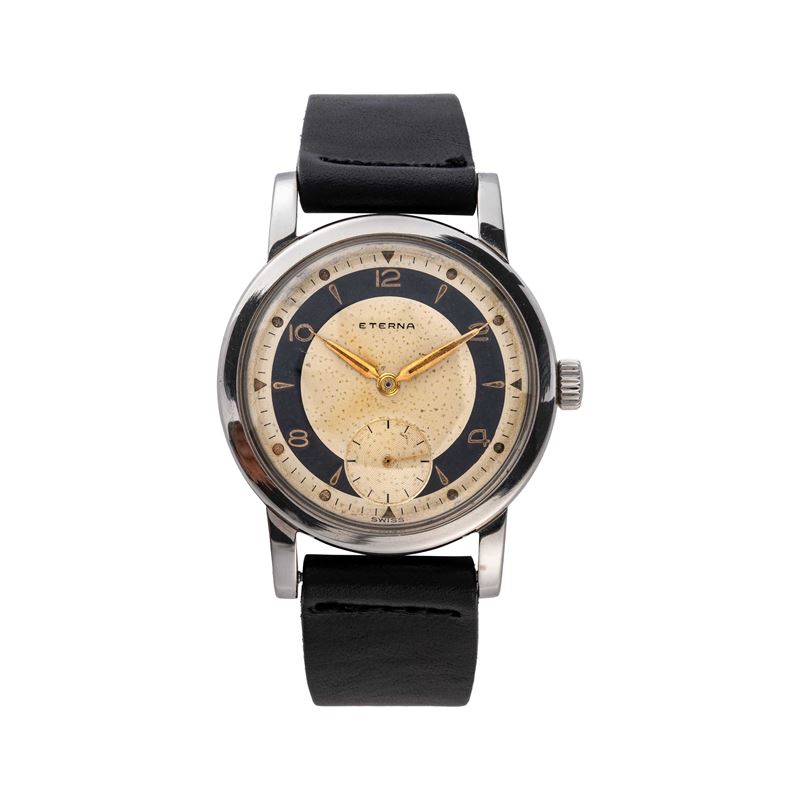 ETERNA - OROLOGIO SOLO TEMPO IN ACCIAIO A CARICA MANUALE CON QUADRANTE BITONALE E SFERE ALFA