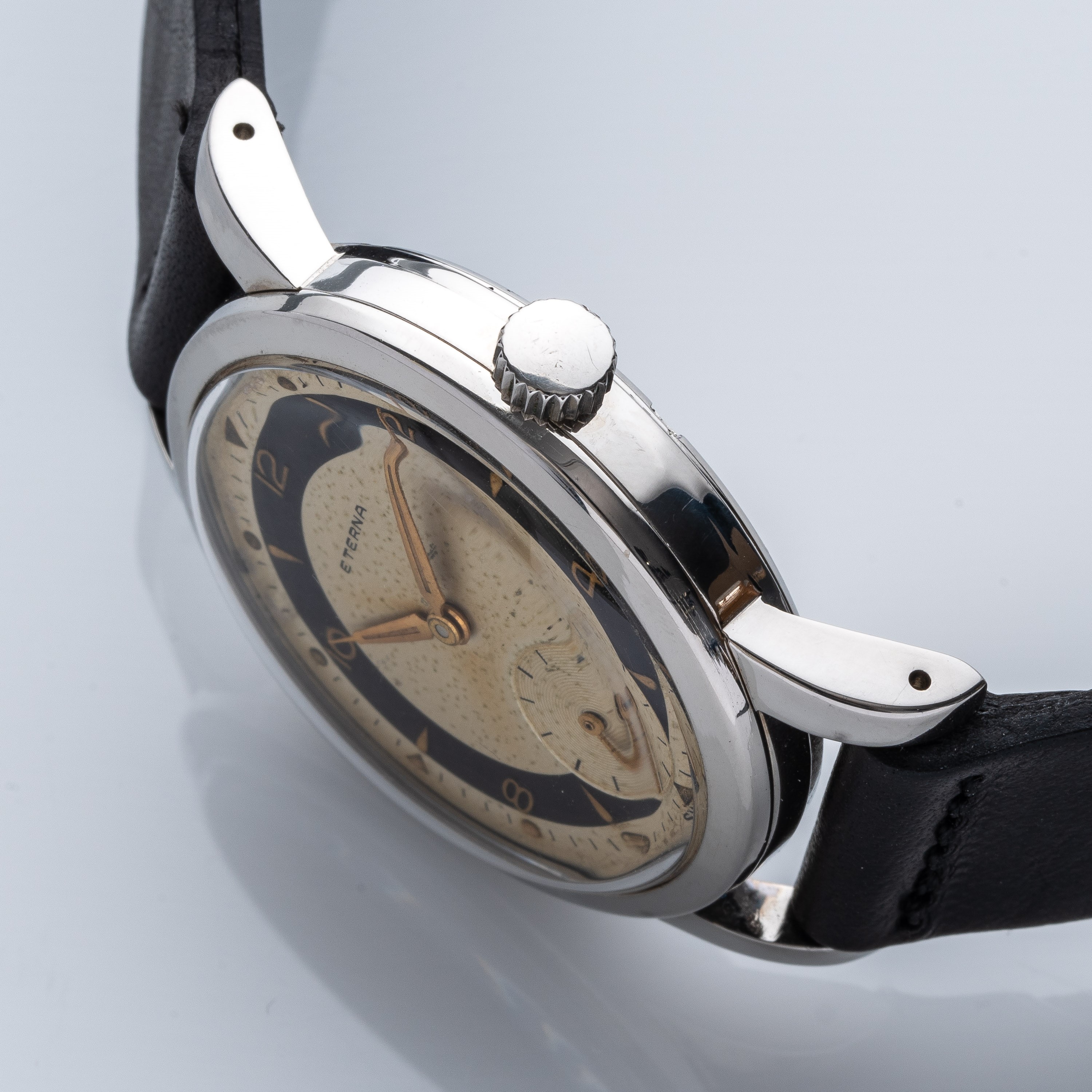 ETERNA - OROLOGIO SOLO TEMPO IN ACCIAIO A CARICA MANUALE CON QUADRANTE BITONALE E SFERE ALFA