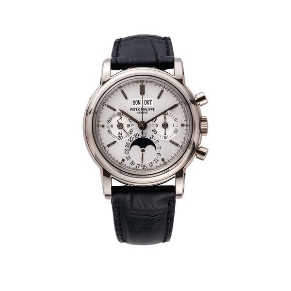 PATEK PHILIPPE - CRONOGRAFO CALENDARIO PERPETUO A CARICA MANUALE IN ORO BIANCO 18KT ON QUADRANTE BIANCO,  [..]