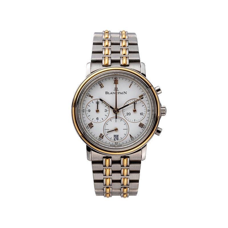BLANCPAIN - VILLERET CHRONOCRONOGRAFO AUTOMATICO IN ACCIAIO E ORO 18KT CON QUADRANTE BIANCO E DAT...