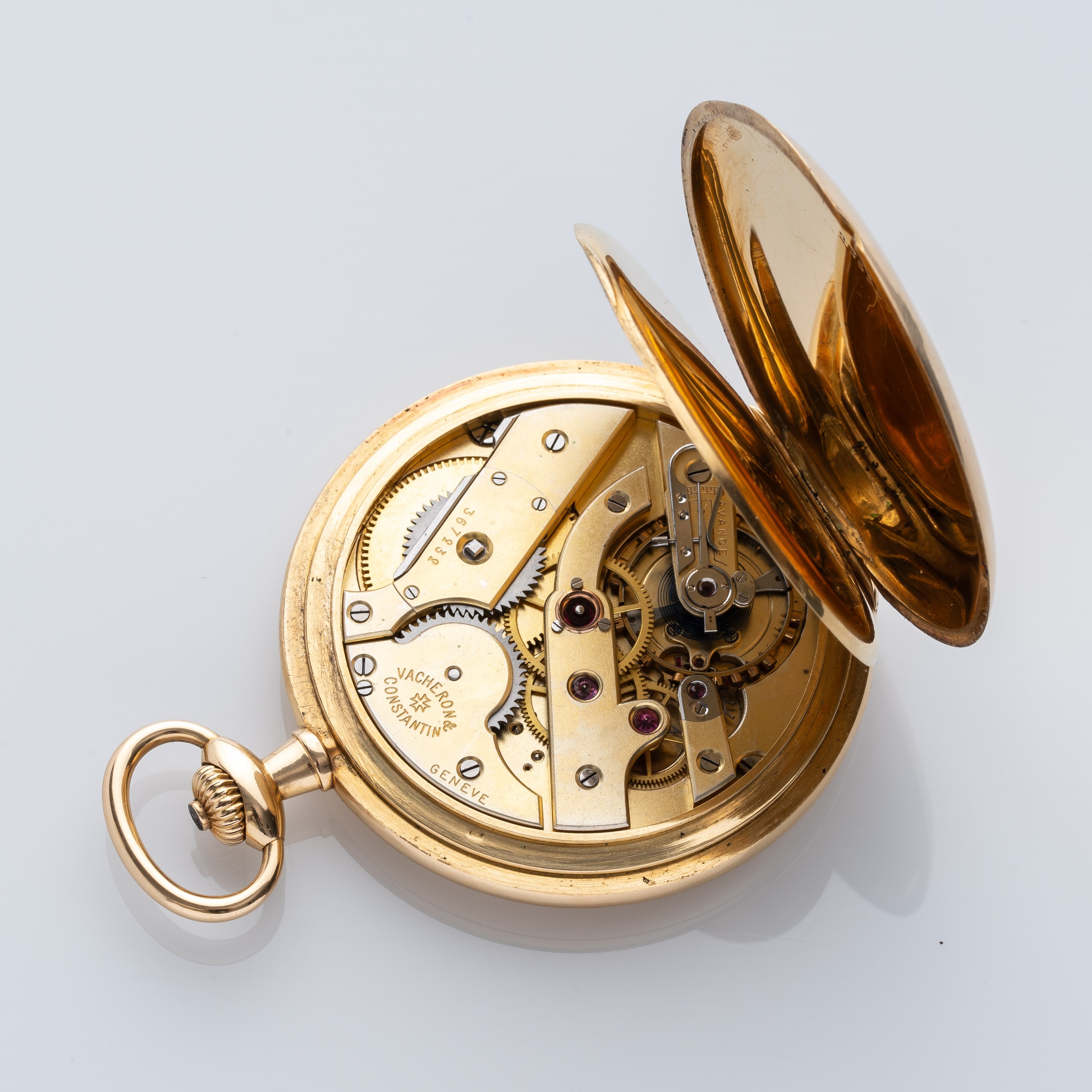 VACHERON CONSTANTIN - SAVONETTEOROLOGIO DA TASCA A CARICA MANUALE IN ORO 18 KT.