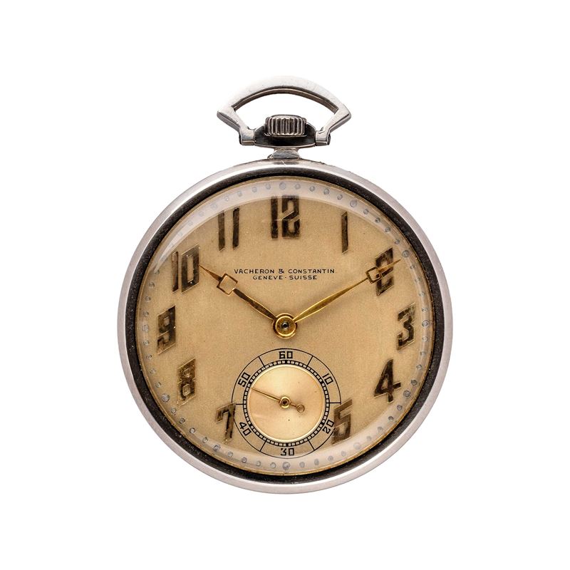 VACHERON CONSTANTIN - OROLOGIO DA TASCA A CARICA MANUALE IN PLATINO ART DECO.