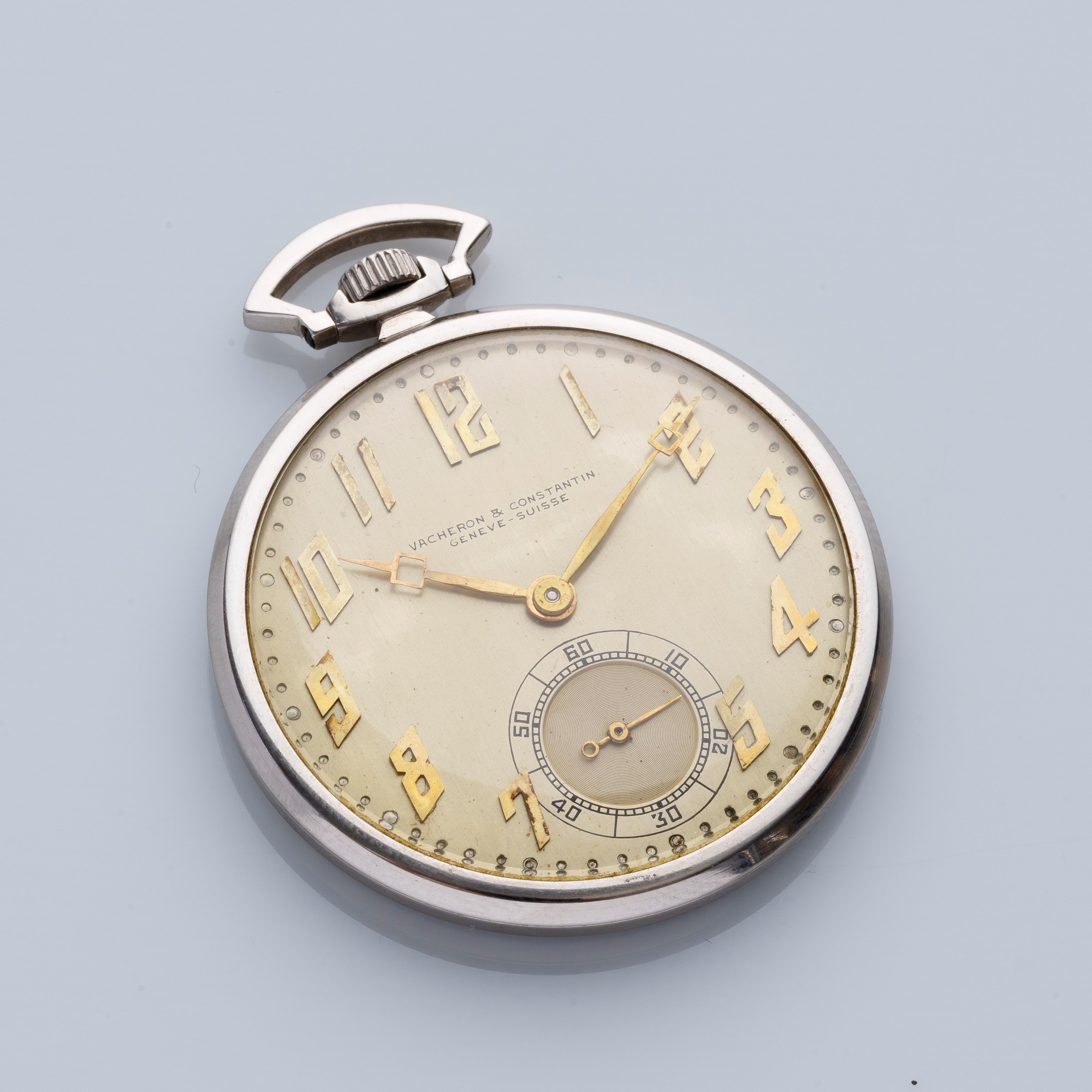 VACHERON CONSTANTIN - OROLOGIO DA TASCA A CARICA MANUALE IN PLATINO ART DECO.