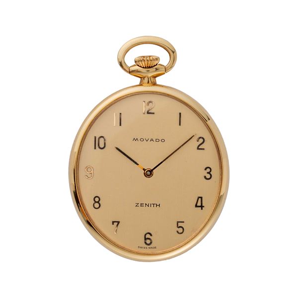 MOVADO ZENITH - MOVADO ZENITH - OROLOGIO DA TASCA A CARICA MANUALE IN ORO GIALLO 18 KT CON CASSA OVALE.