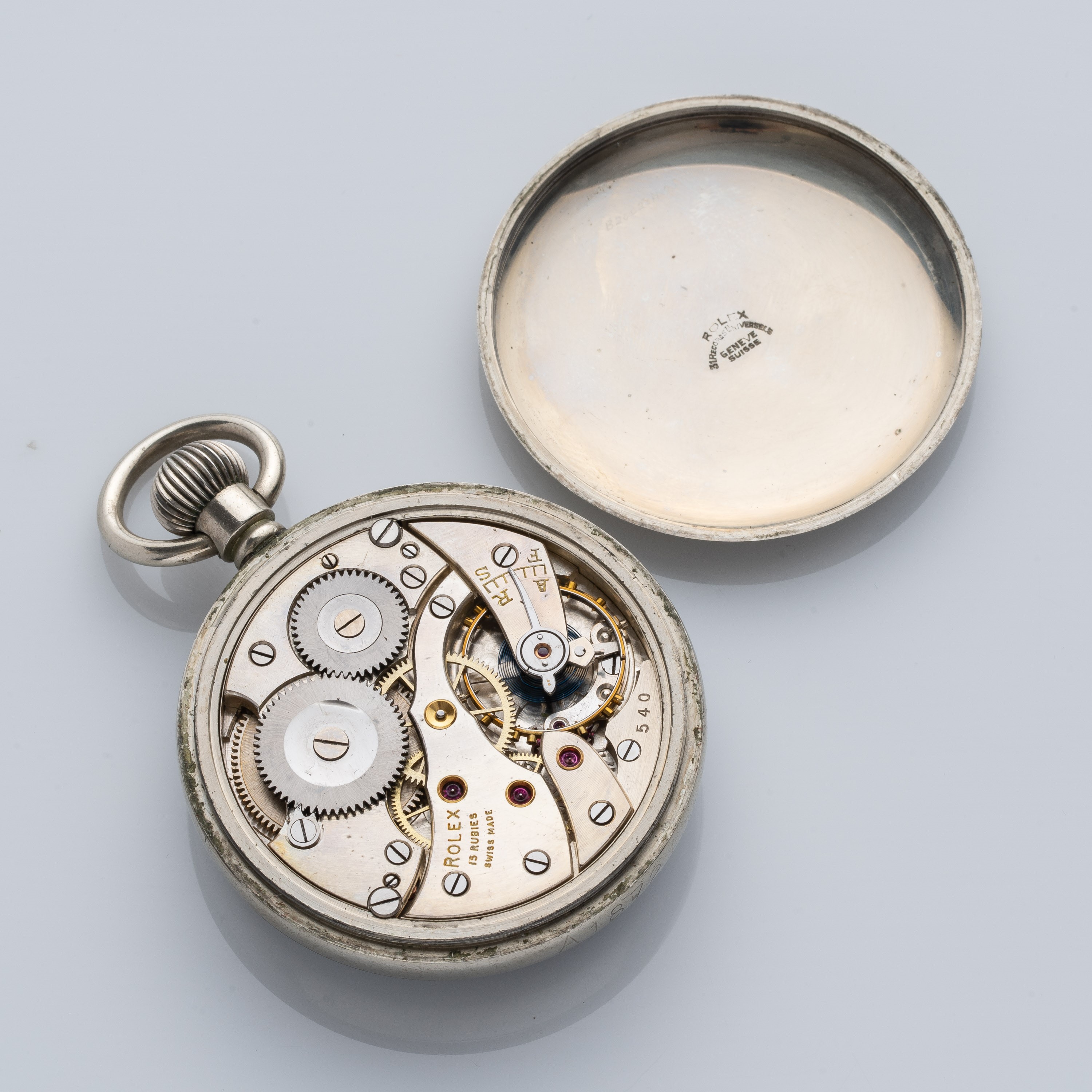ROLEX - A 18721OROLOGIO DA TASCA MILITARE A CARICA MANUALE IN ACCIAIO.