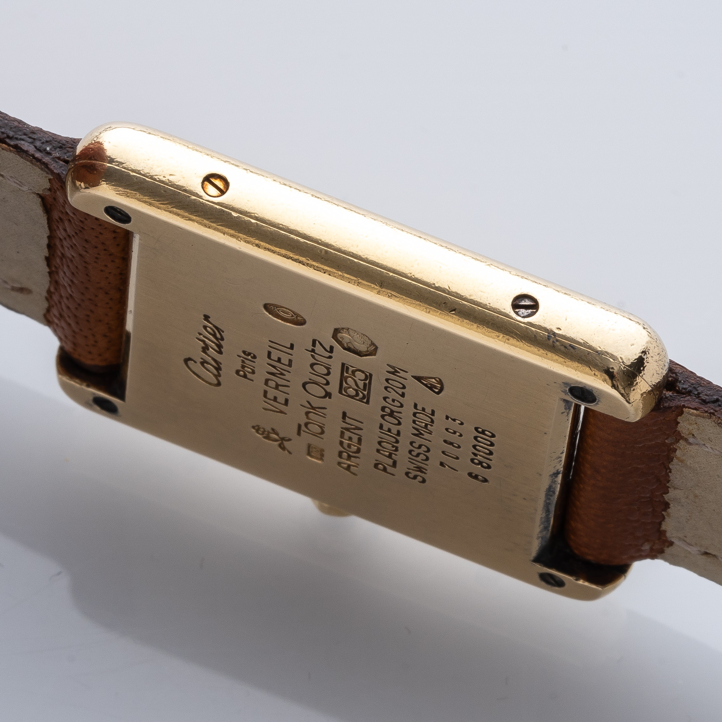 CARTIER - TANKOROLOGIO SOLO TEMPO IN ARGENTO PLACCATO ORO AL QUARZO.