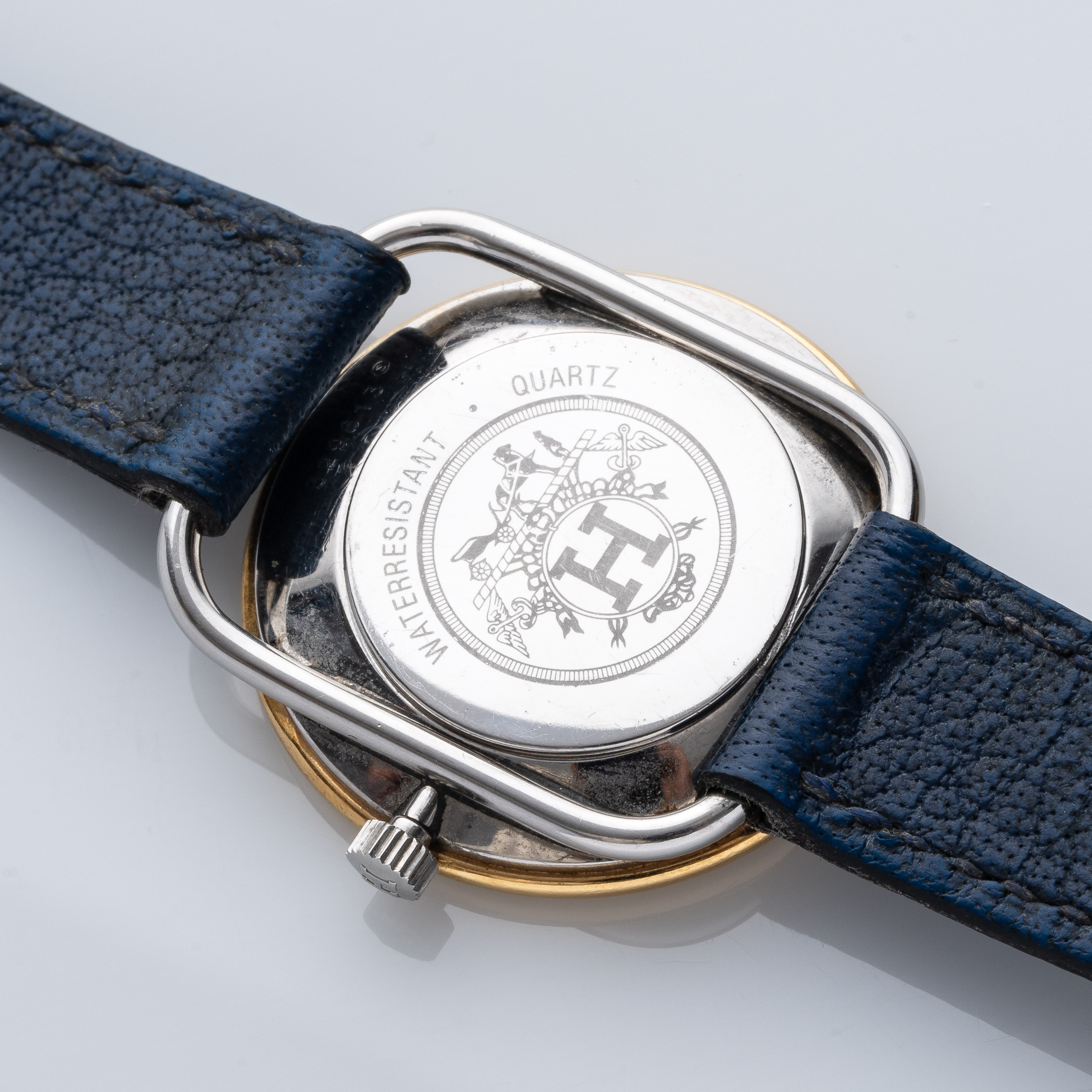 HERMES - ARCEAUOROLOGIO DA DONNA SOLO TEMPO IN ACCIAIO CON GHIERA IN ORO 18KT.