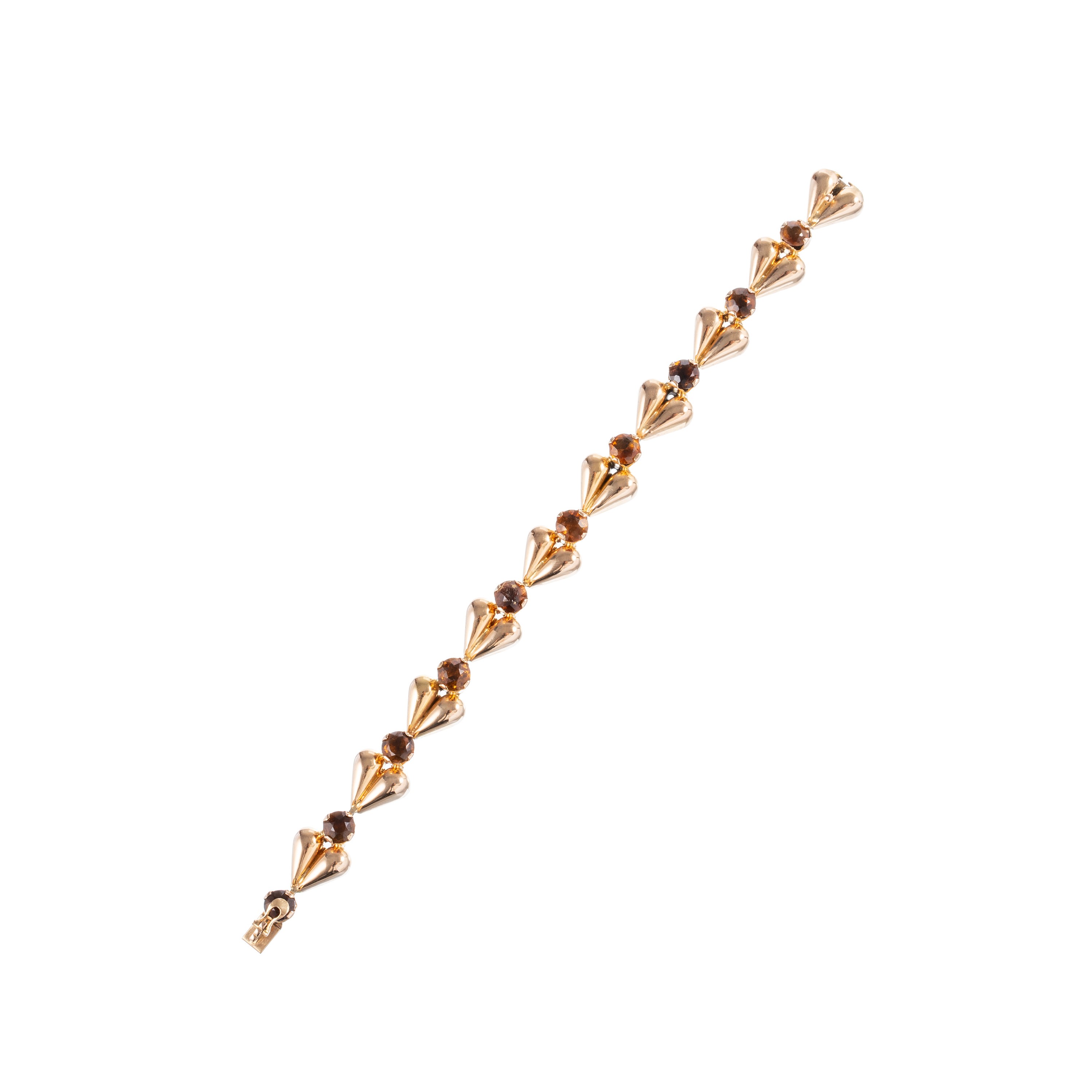 COLLANA E BRACCIALE STAMPATI VUOTI IN ORO 18 KT COLLEGABILI, CON QUARZI CITRINI