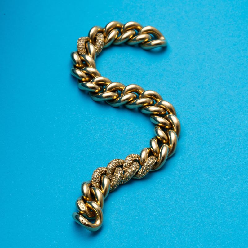 POMELLATO - BRACCIALE BRACCIALE GROUMETTE IN ORO GIALLO 18 KT CON ZAFFIRI GIALLI