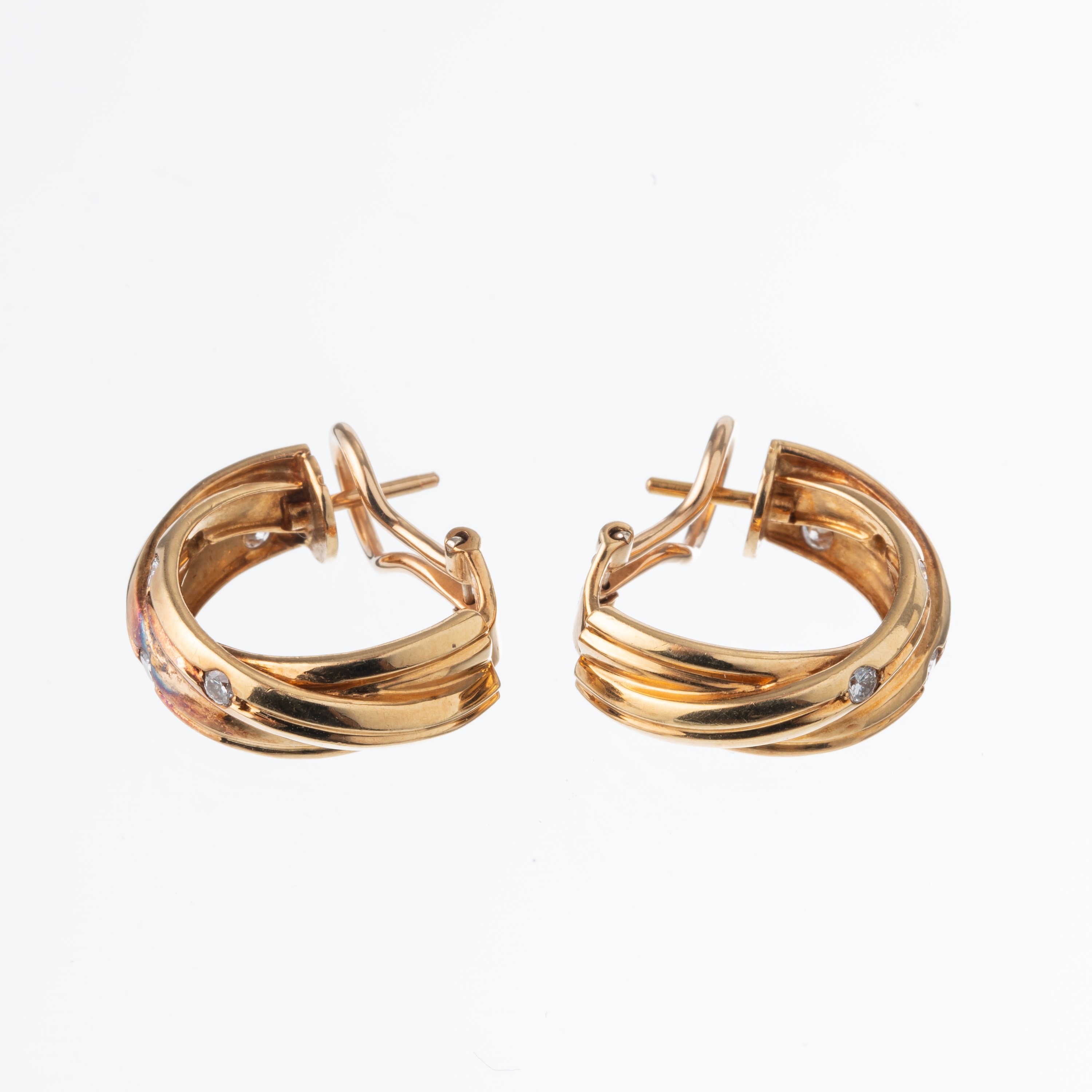 CARTIER - ORECCHINIORECCHINI IN ORO GIALLO 18KT E DIAMANTI, CLIP CON PERNI