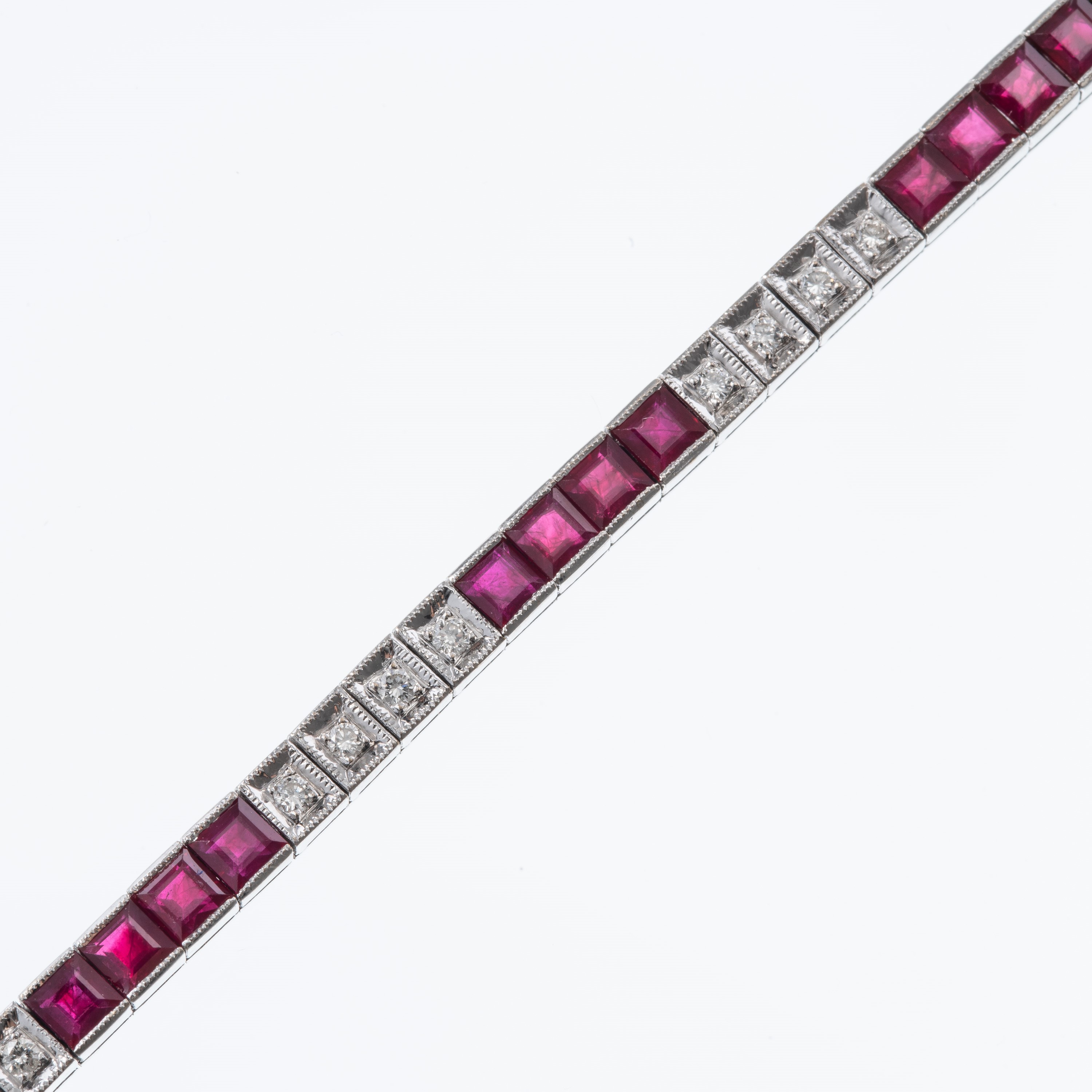 BRACCIALE TENNIS RUBINI E BRILLANTI