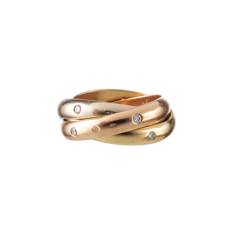 CARTIER - TRINITYANELLO IN ORO GIALLO 18KT, ORO ROSA 18KT, ORO BIANCO 18KT E DIAMANTI.