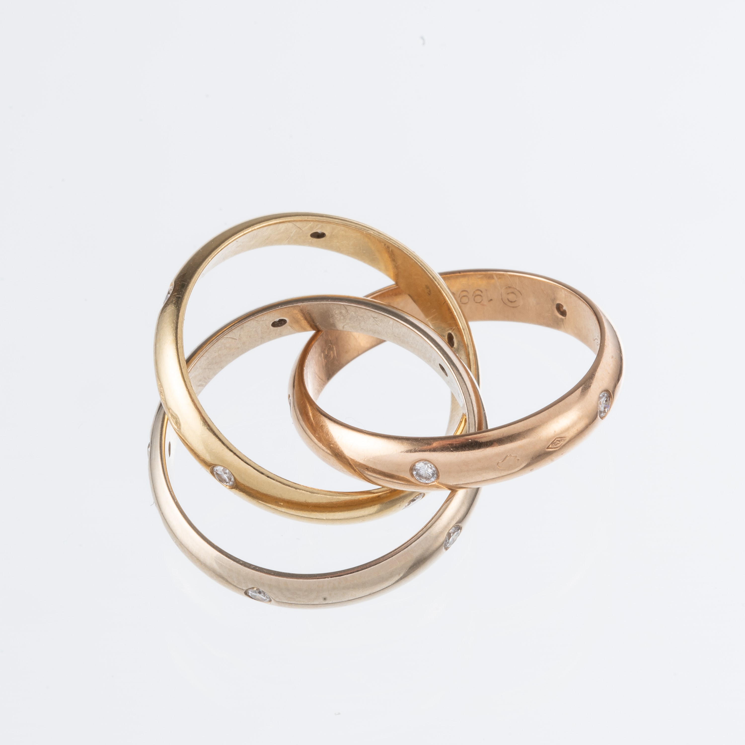 CARTIER - TRINITYANELLO IN ORO GIALLO 18KT, ORO ROSA 18KT, ORO BIANCO 18KT E DIAMANTI.