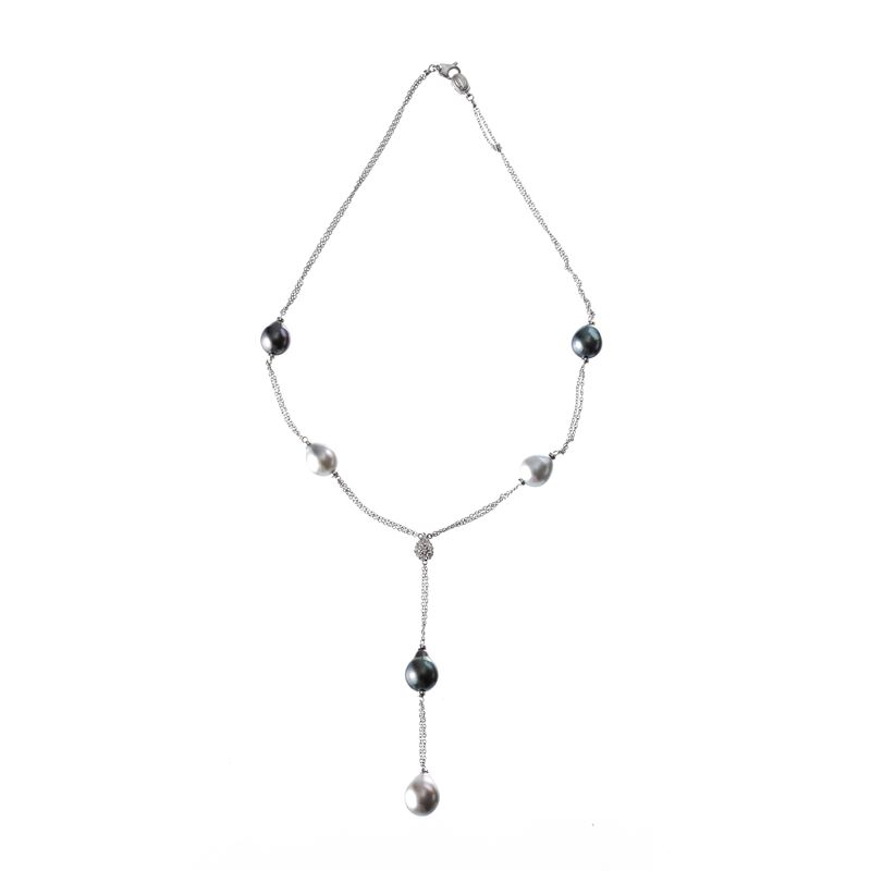 DAMIANI - COLLANACOLLANA IN ORO BIANCO 18KT CON PERLE E DIAMANTI