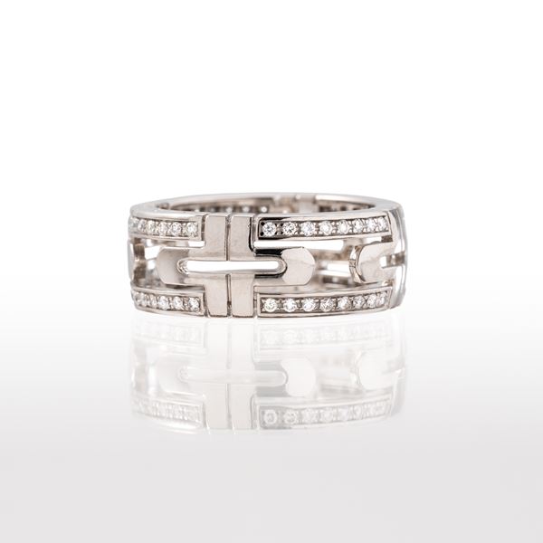 BULGARI - BULGARI - ANELLO ANELLO 'PARENTESI' IN ORO BIANCO 18KT CON DIAMANTI