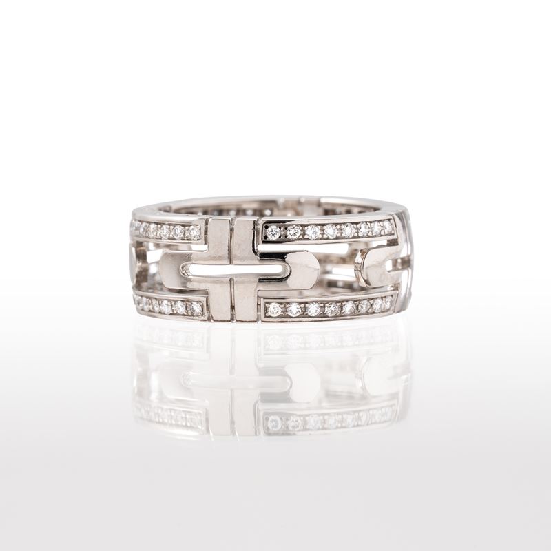 BULGARI - ANELLOANELLO 'PARENTESI' IN ORO BIANCO 18KT CON DIAMANTI