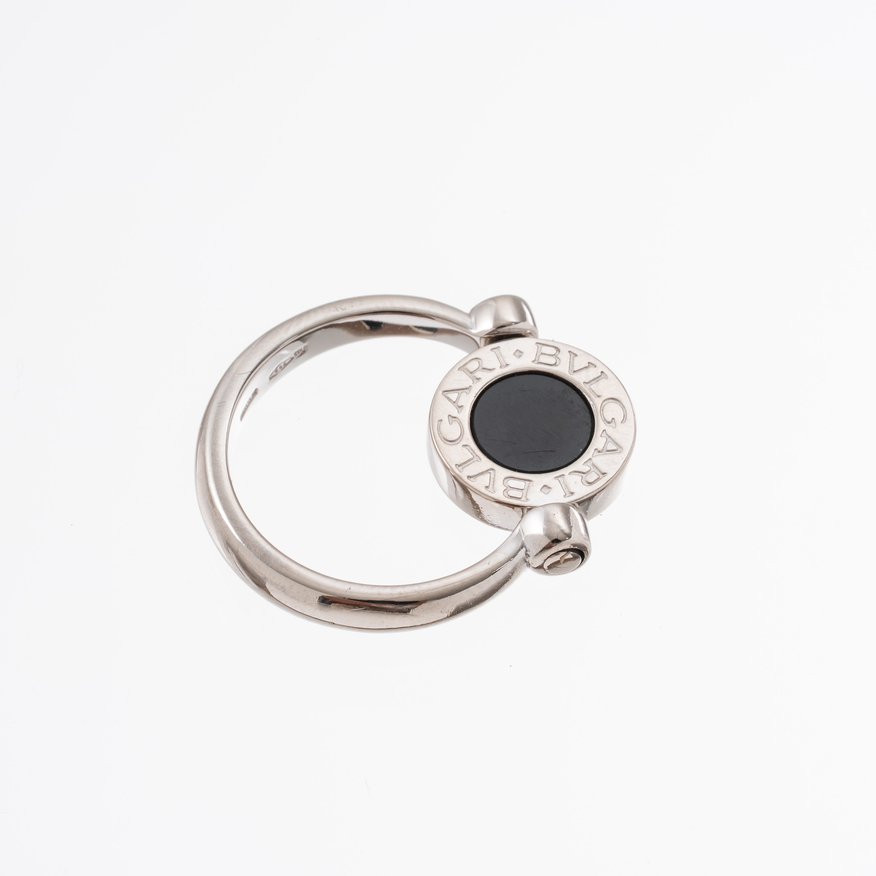 BULGARI - ANELLO IN ORO BIANCO 18 KT,ONICE E DIAMANTI