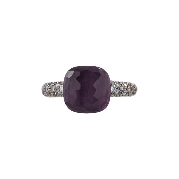 POMELLATO - POMELLATO - ANELLO ANELLO IN ORO GIALLO E BIANCO 18KT, AMETISTA E DIAMANTI SUL GAMBO